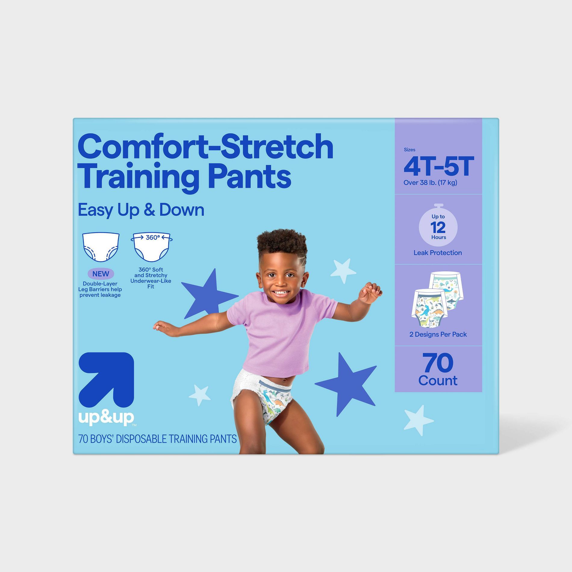 Boys' Disposable Training Pants - 4T-5T - 70ct - up&up™: Wetness Indicator, Latex-Free, Leak Guards, Pull-On Design