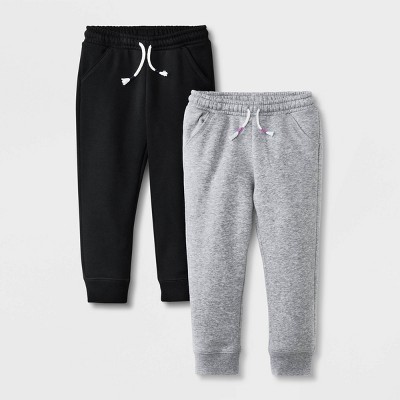 Toddler Girls' 2pk Solid Fleece Jogger Pants - Cat & Jack™ Black