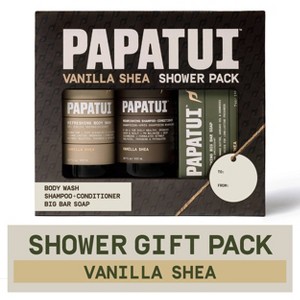 Papatui Holiday Men's Care Shower Pack with Body Wash, Bar Soap and 2-in-1 Shampoo + Conditioner Gift Set - Vanilla Shea - 3ct - 1 of 4