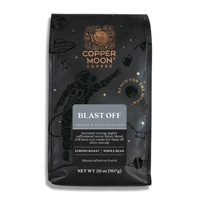 Copper Moon High Caffeine Blend Strong Medium Dark Roast Whole Bean Coffee - 32oz