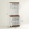 70" Farmhouse Pantry Cabinet, Kitchen Hutch Storage Cabinet with Glass Doors, Adjustable Shelves, Open Microwave Countertop - 3 of 4
