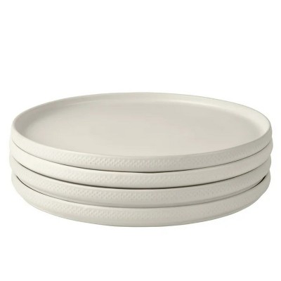 LunaLulinlk Modern Dots Set of 4 Stoneware Dinner Plates White