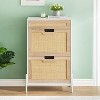 2 Flip Drawers Shoes Storage Cabinet Rattan Shoe Organizer with Metal Legs Freestanding Narrow Shoe Rack Cabinet for Entryway - 3 of 4