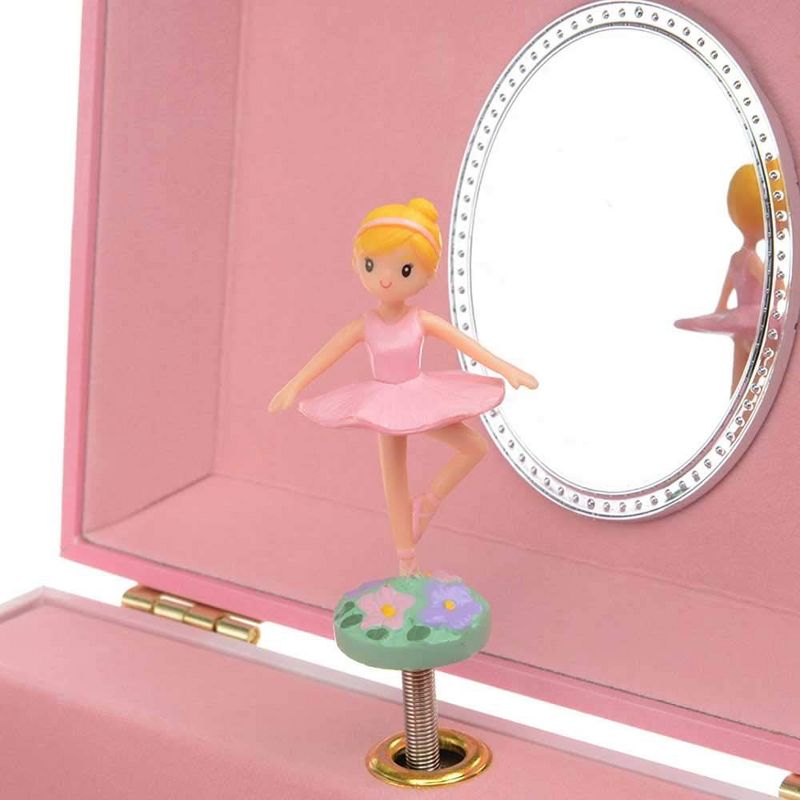 Jewelkeeper Girl's Musical Jewelry Storage Box with Spinning Ballerina Figurine, Pink, 3 of 5