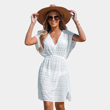 Women‘s Lace V-Neck Mini Cover-Up Dress - Cupshe