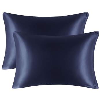 PiccoCasa Luxury Satin Skin Zipper Closure Pillowcases 2 Pcs