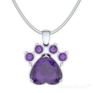 Maya's Grace Birthstone Paw Print Pendant Necklace, Rhinestone Gemstone, Pendant Necklace for Women - 1 of 4