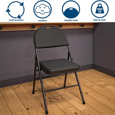 Sophisticated Black Fabric Padded Folding Chair, 4-Pack