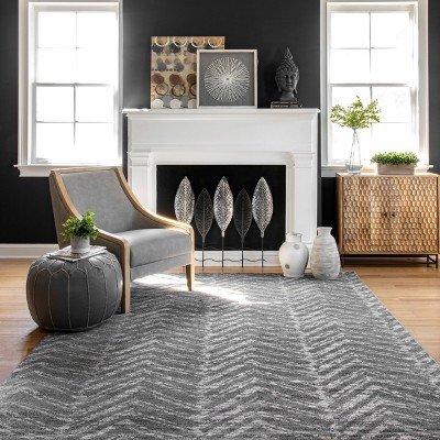 Dark Gray Synthetic Stain-Resistant Square Area Rug