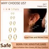 5 Pairs 14K Gold Plated Huggie Hoop Earrings for Women - Lightweight Minimalist Small Hoops, Sensitive Ears, Multiple Piercing Stack Set - 2 of 4