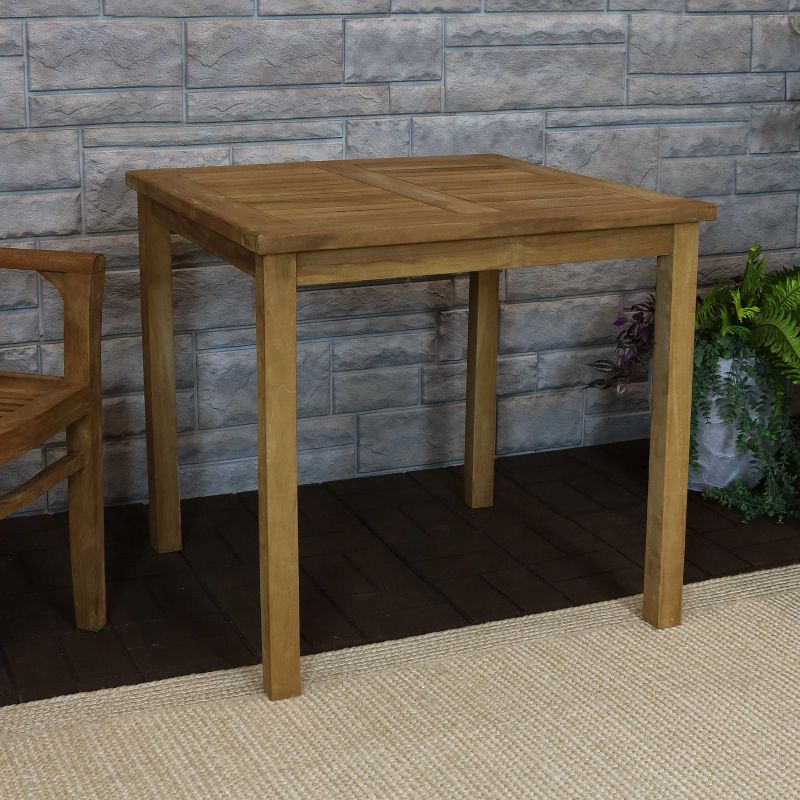 Sunnydaze Outdoor Solid Teak Wood with Light Stained Finish Square Patio Dining Table - 32" - Light Brown, 2 of 8