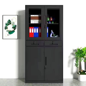 71" Metal Storage Cabinet, Locking Storage Cabinet  with 2 Adjustable Shelves & 2 Drawers for Office, Home, School, Garage, Black - 1 of 4