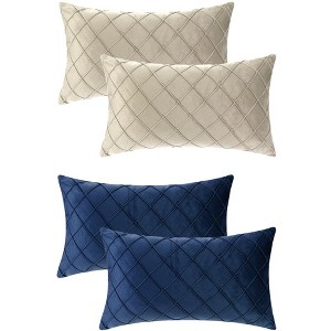Unique Bargains Solid Geometric Textured Cushion Home Decor 4 Pcs Soft Velvet Decorative Pillow Covers for Bed Sofa - 1 of 4