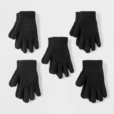 Toddler 5pk Magic Gloves - Cat & Jack™ Black 12M-5T