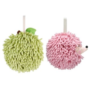 REGALWOVEN 2 Pcs Comfortable Soft Absorbent Chenille Ball Fuzzy Hand Towel for Home Decor - 1 of 4