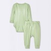 Baby 2pc Neutral Pointelle Top & Bottom Set - Cloud Island™ Green - 2 of 4
