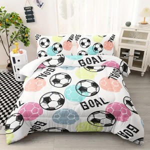 Acoinel 3 Pcs Football Comforter Set with 2 Pillowcases - 1 of 4