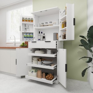 Chic Crate-72In Bathroom Storage Cabinets – 3 Keyboard Drawers & 6 Adj. Shelves | Freestanding Multi-Use | Bathroom, Dining, Office | White - 1 of 4