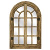 Beautyolove Farmhouse Arched White Wood Framed Windowpane Wall Mirror - 4 of 4