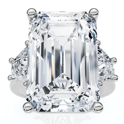Pompeii3 Certified 11.90Ct Emerald Diamond Engagement Ring 14k Gold Lab Created