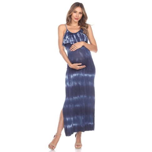 Maternity Malea Maxi Dress Blue Large -white Mark : Target