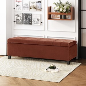 TUYOHW 50" Ottoman Bench in Textured Boucle, Rectangular Design with Hinged Lid for Seating Hidden Storage for Living Room - 1 of 4