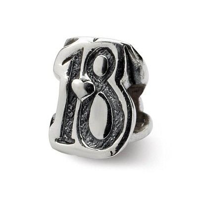 Black Bow Jewelry Sterling Silver Special Year Number 18 Bead Charm