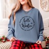 Simply Sage Market Hello Winter Circle Garment Dyed Sweatshirt - M - Blue Jean - 3 of 4