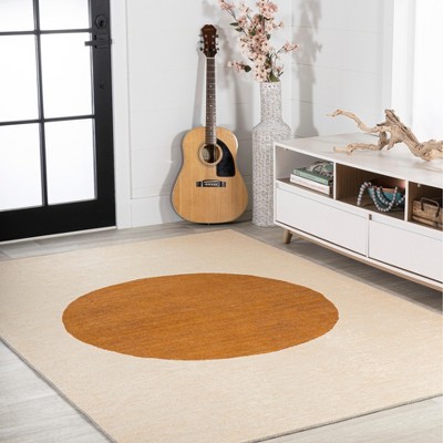 Scandinavian Cream/Rust Geometric 9' x 12' Easy-Care Synthetic Rug