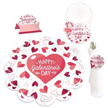 Big Dot of Happiness Happy Galentine's Day - Valentine's Day Party Paper Charger and Table Decorations - Chargerific Kit - Place Setting for 8