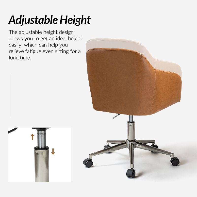 Luca Vegan Leather Height-adjustable Ergonomic Office Chair with Elegant Channel Design Task Chair| ARTFUL LIVING DESIGN, 4 of 11