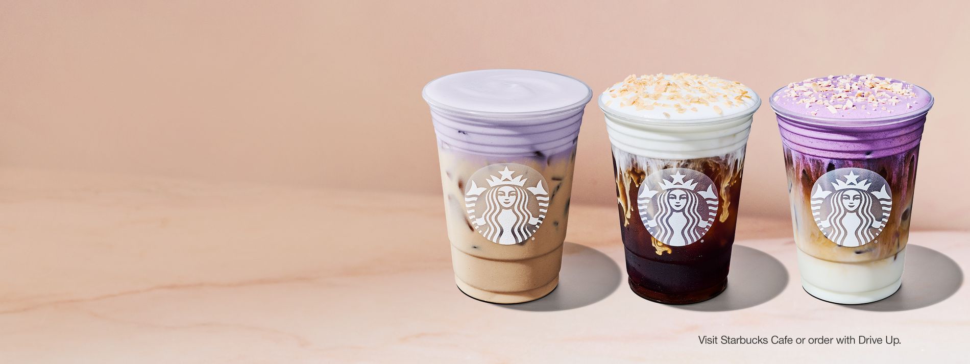 image of three seasonal Starbucks drinks