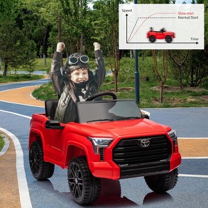 Electric Car for Kids, Licensed Toyota Tundra 12V Electric Truck, Off-Road Kids Car w/Remote, Spring Suspension & 3 Speeds, LED Headlights - 1 of 4