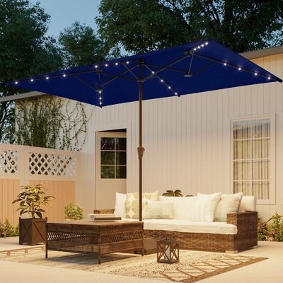 Sonkuki 11x7FT Solar-powered Double-Sided Patio Umbrella with Large Canopy Outdoor Table Umbrella for Garden, deck and pool