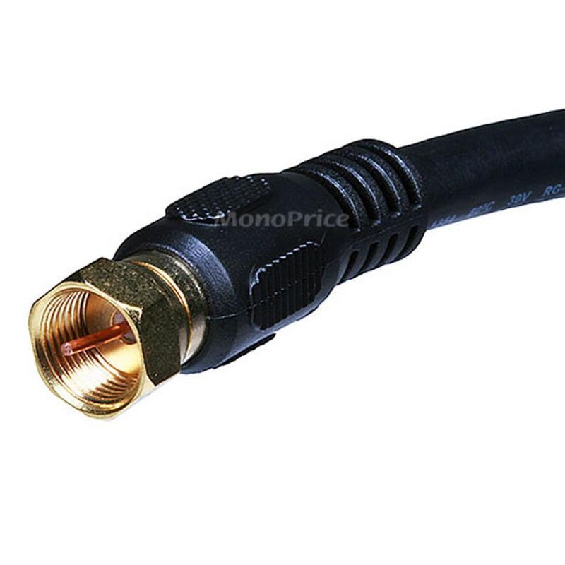 Monoprice Video Cable - 15 Feet - Black | RG6 Quad Shield CL2 Coaxial Cable with F Type Connector, 2 of 3
