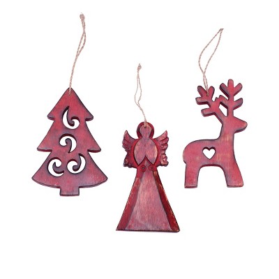 Gallerie II Red Distressed Holiday Ornament, A/3