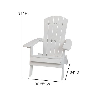 Set of 2 White Folding Adirondack Chairs with Gray Cushions