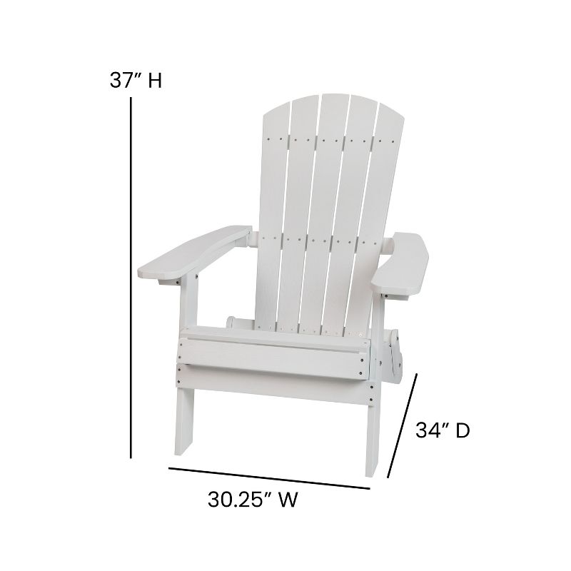 Emma and Oliver All-Weather Poly Resin Folding Adirondack Chair - Patio Chair, 4 of 10