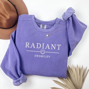 Simply Sage Market S.W.Smiley Embroidered Radiant Smiley Outline Garment Dyed Sweatshirt - 1 of 4