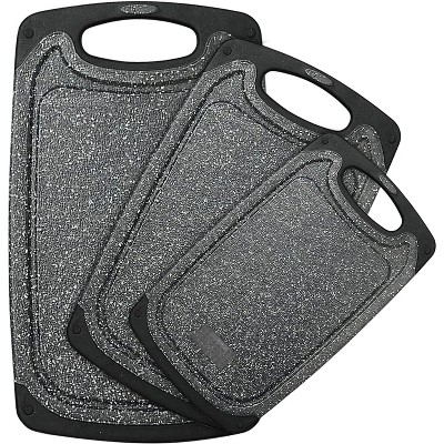 Plastic Cutting Board, 3 Pieces Dishwasher Safe Cutting Boards with Juice Grooves, Easy Grip Handle, Non-Slip.