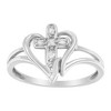 10K White Gold Diamond-Accented Cross & Open Heart Promise Fashion Ring - 2 of 4