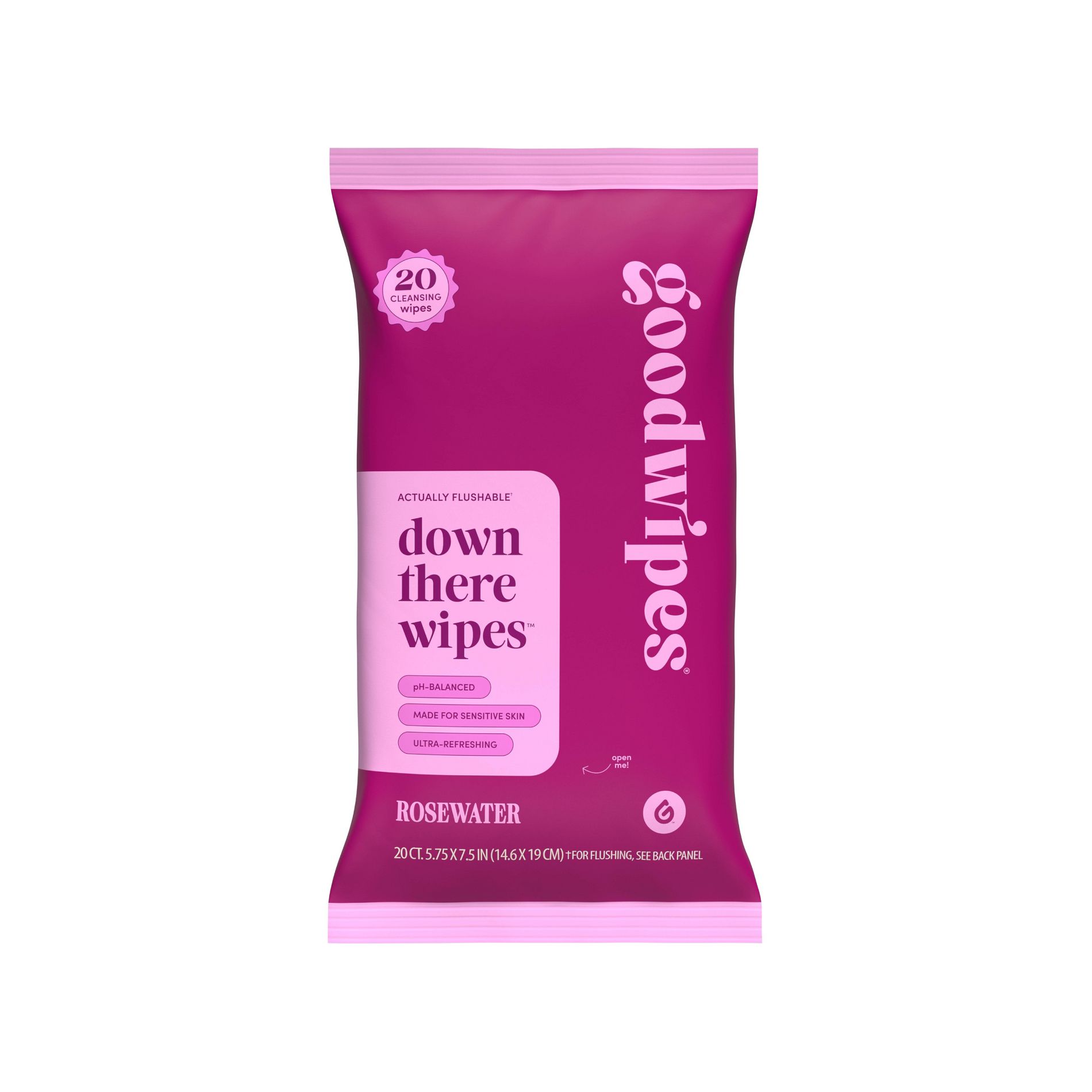 Goodwipes Flushable Down There Cleansing Wipes - Rosewater - 20ct
