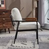 Runesay Modern Accent Chair with Natural Wood Armrests and Black Metal Frame - 3 of 4