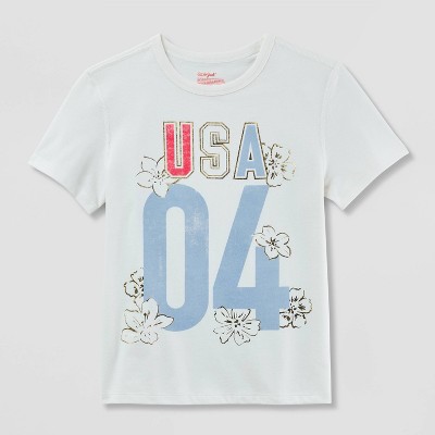 Kids' Adaptive Short Sleeve 4th of July 'USA' Graphic T-Shirt - Cat & Jack™ Cream