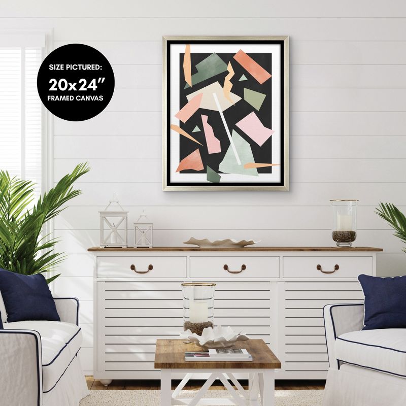 Americanflat - Mid Century Modern Geometric Pink And Green 3 by The Print Republic Floating Canvas Frame - Modern Wall Art Decor, 5 of 7