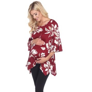 Maternity Floral Printed 3/4 Sleeve Roche Tunic - White Mark - 1 of 3