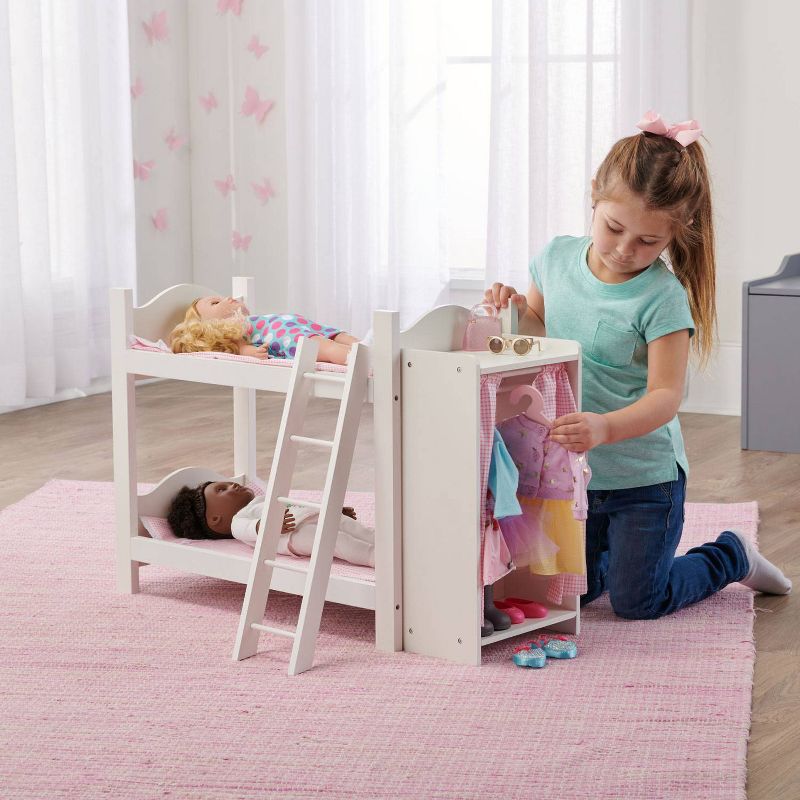 Badger Basket Doll Bunk Beds with Ladder and Storage Armoire, 3 of 8