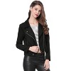 INSPIRE CHIC Women's Zip Up Faux Suede Biker Moto Jacket - 2 of 4