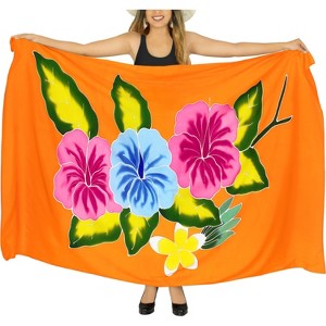 LA LEELA Women's Summer Bikini Wraps Beach Wrap Sarong Coverup Skirt Bathing suit Swimsuit Swimwear Cover Up for Women One Size Orange, Floral - 1 of 4