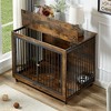 Dog Kennel End Table With 3 Metal Fence Door Particle Board Dog Cages With Wheels & Flip-top Door For Large Breed Dogs 43.7 Wx30 Dx33.7inH - 3 of 4